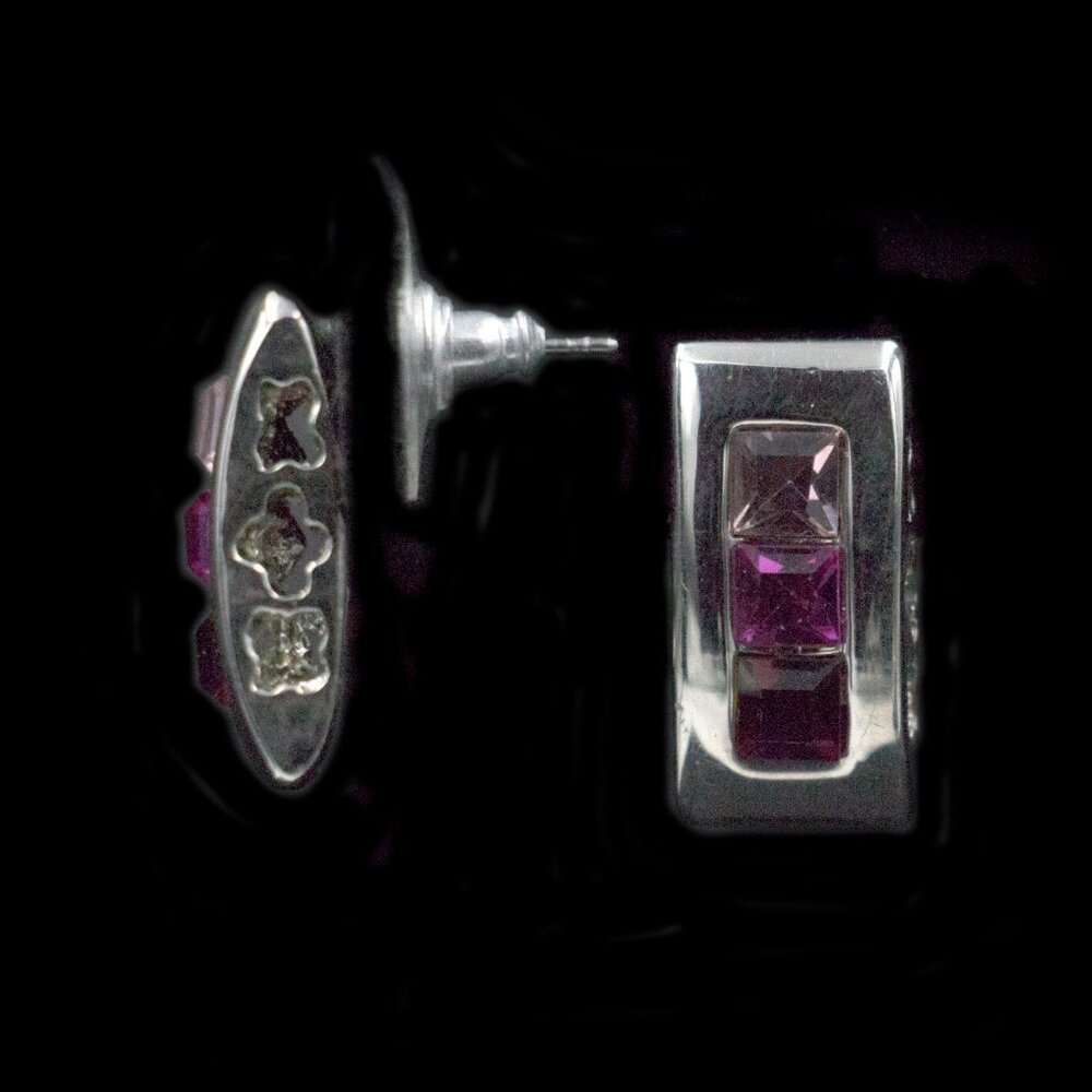 Pretty In Pink Rectangular Post Earrings - Jetppp1 - image 2